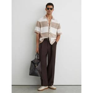REISS Marek Cotton Block-Stripe Knitted Shirt